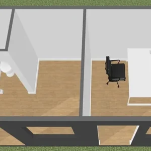 Conteneur social 17m2 + bureau + WC, chêne doré – Image 3
