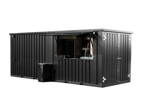 Container bar pliable 6×2 mètres noir RAL 90051